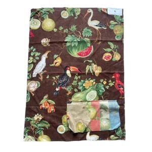 Travers "Cameroon" fabric birds and fruits vintage swatch 26 x 36